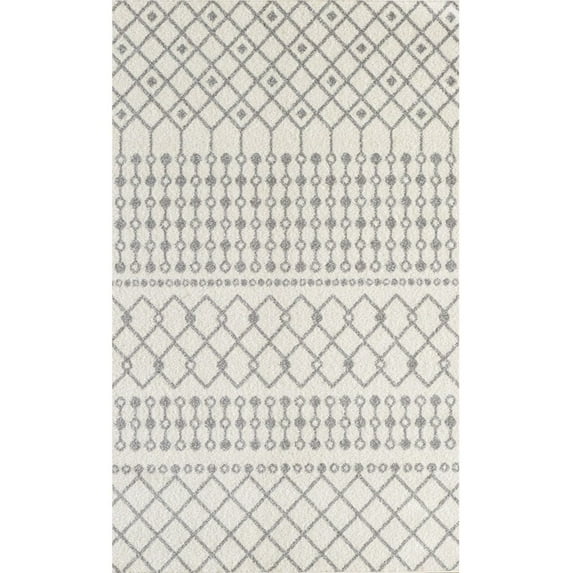 LBaiet 2' x 3' White and Gray Boho Geometric Rectangular Area Throw Rug