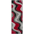 thumbnail image 1 of LBaiet 2' x 6' Red and Gray Abstract Wavy Rectangular Rug Runner, 1 of 7