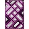 thumbnail image 1 of LBaiet 3' x 5' Purple and White Geometric Motif Shag Rectangular Area Throw Rug, 1 of 4