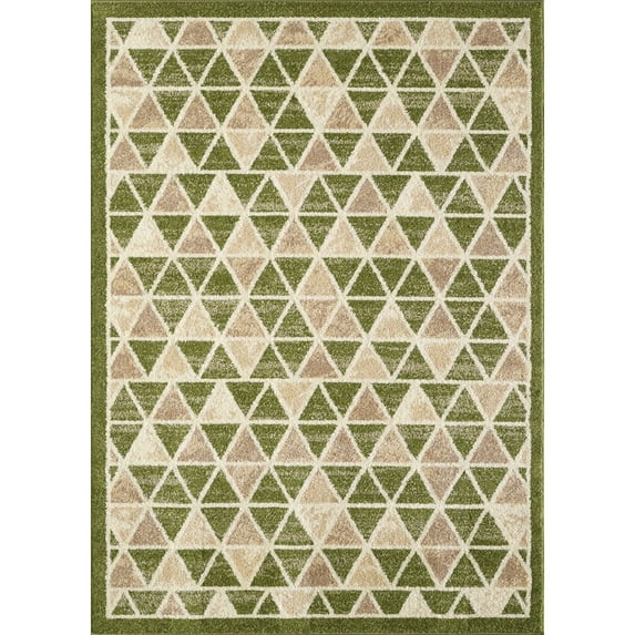 LBaiet 5' x 7' Green and Beige Geometric Triangle Pattern Rectangular Area Throw Rug