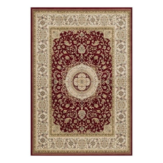 LBaiet Layla Oriental Akron Latex Collection 5 x 7 Area Rug - Red