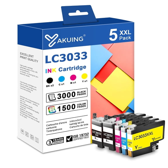 LC 3033XXL Ink Cartridges Compatible for Brother LC 3033XXL Ink Cartridge for MFC-J805DW MFC-J805DW XL Printer (5-PACK)