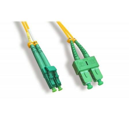 LC/APC to SC/APC OS2 Duplex 2.0mm Fiber Optic Patch Cord, OFNR, Singlemode 9/125, Yellow Jacket, Green Connector, 3 meter (10 ft)
