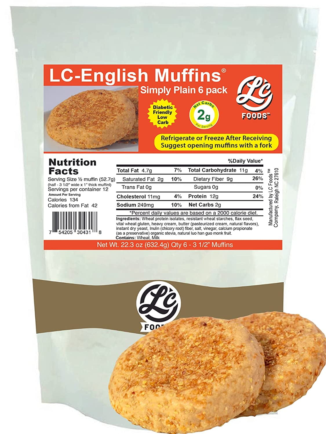 LC Foods Low Carb English Muffins, 6 Pack