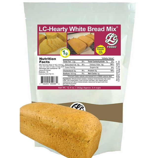 LC Foods Low Carb Hearty White Bread Mix, 12.4oz