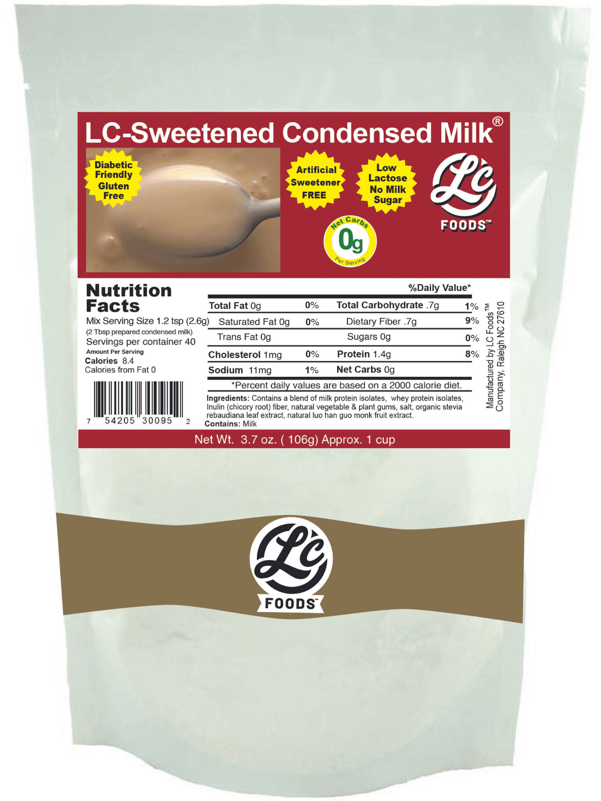 LC Foods Low Carb Sweetened Condensed Milk Mix, 3.7 oz