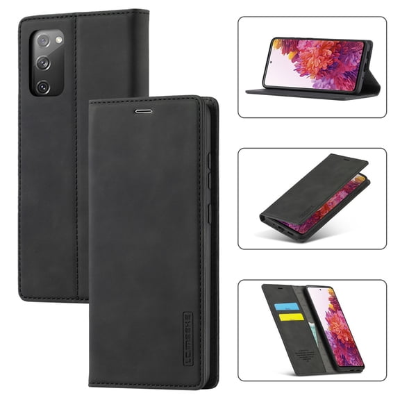 LC.IMEEKE Leather For Samsung Galaxy S20 FE 5G Case, Flip Wallet Leather Case with Card Holder Magnetic Closure Shockproof Kickstand Protective Phone Cases Cover For Samsung Galaxy S20 FE 5G,Black