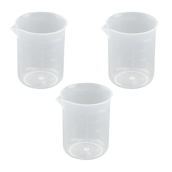 LC LICTOP 3Pcs Plastic Graduated Beaker Cups Transparent Measuring Cups Liquid Cup Container Science Experiments 100ml