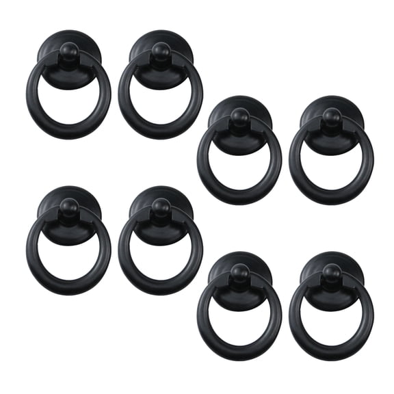 LC LICTOP 8Pcs Single Hole Drawer Pull Handles Furniture Ring Knobs with Mounting Screws 1.65"x1.3"