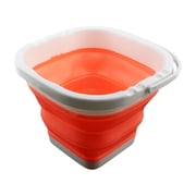LC LICTOP Portable Bucket Collapsible with Handle Brushes Cleaner for Painting Square Orange(Pack of 1)