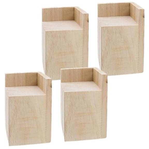 LC LICTOP Solid Pine Wood Bed Frame Riser 4Pcs 4 Inch Rising Height Support 880 lbs L Shape Furniture Lifter for 4 Corner Under Bed Storage Desk Sofa Chair