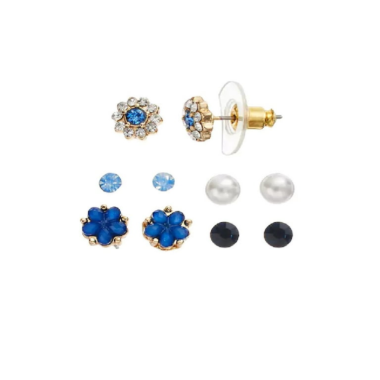 LC Lauren Conrad Flower Stud Earring Set, Blue 