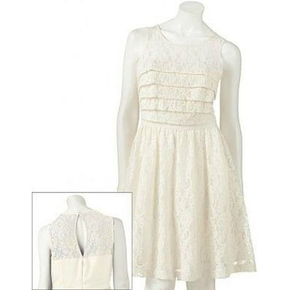 LC Lauren Conrad Vintage Luxe Tiered Lace Dress (Whisper White 10)