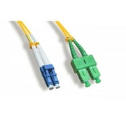 LC/UPC to SC/APC OS2 Duplex 2.0mm Fiber Optic Patch Cord, OFNR, Singlemode 9/125, Yellow Jacket, Blue LC + Green SC Connector, 1 meter 3.3 ft