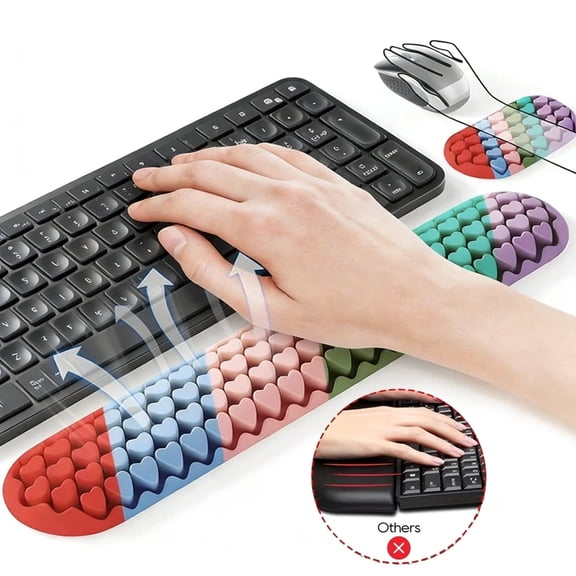 LC-dolida 2 Pack Wrist Rest for Keyboard and Mouse, Ergonomic Design Comfortable and Breathable Silicone Material for Work Study Easy Typing and Hand Pain Relief