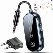 LC-dolida Airplane Bluetooth Transmitter Receiver,2-in-1 Wireless Bluetooth 5.4 Adapter for Flight,TV,PC,Gym,Switch,Supports to 2 AirPods/Headphones;Bluetooth Receiver for Car/Home Stereo