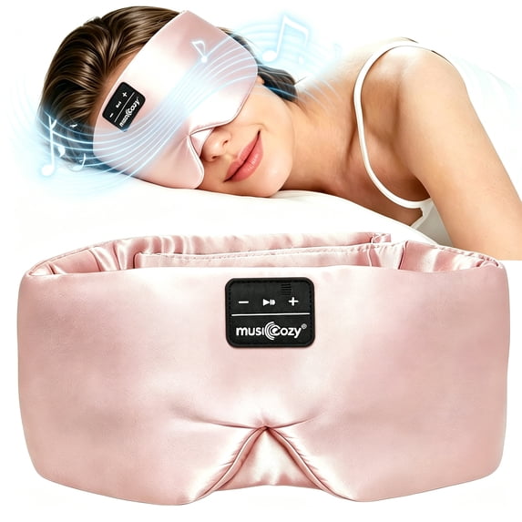 MUSICOZY 3D Sleep Mask with Bluetooth Headphones, Ice Silk Sleep Headphones with Bluetooth 5.4, Total Blackout Eye Mask for Sleeping, Sleep Soft Mask for Women Men, All Night Sleep, Travel Gift