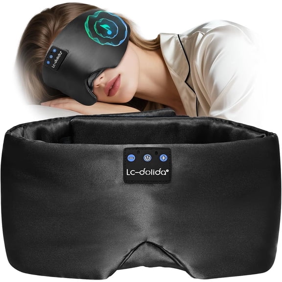 MUSICOZY 3D Sleep Mask with Bluetooth Headphones, Ice Silk Sleep Headphones with Bluetooth 5.4, Total Blackout Eye Mask for Sleeping, Sleep Soft Mask for Women Men, All Night Sleep, Travel Gift