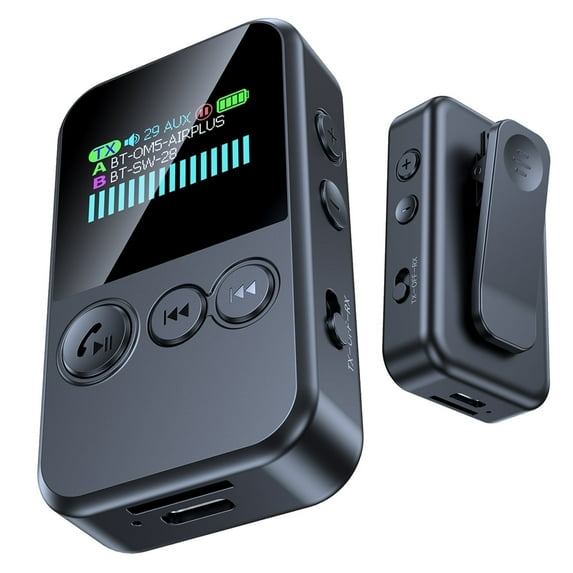 LC-dolida Bluetooth Transmitter, to 2 Headphones, Wireless Receiver for Airplane Handsfree Call, HD Low-Latency Sound Audio Adapter with LED Display for Car, TV, Stereo, Gym
