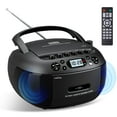 thumbnail image 1 of LC-dolida CD Player Boombox, Portable Cassette Player Combo with Bluetooth CD MP3 CD-R CD-R FA Radio AC/DC Powered with Remote Control, Stereo Sound for Home, Kids ,Outdoor, Gift(Black), 1 of 6