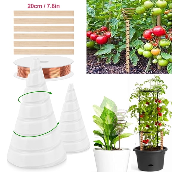 LC-dolida Electroculture Gardening Copper Set with 7.8 In Wooden Stick, 99.9% Pure Copper Wire Roll, Two Fibonacci Coil Winders (Large and Small) for Strong Plant Support And Healthy Growth
