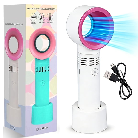 LC-dolida Eyelash Fan, Mini Silent Bladeless Fan with Base, 3 Adjustable Fan Speeds, Bladeless Design Safe and Efficient, 8 hours of Usage Time for Travel Eyelash Extensions Supplies (White)