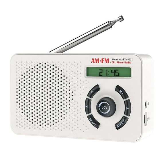 LC-dolida Full-band Portable Radio, Antenna through-wall reception, 3W strong magnetic speaker, Receivable campus broadcast, Built-in 2000mAh, suitable for the elderly and children (White)