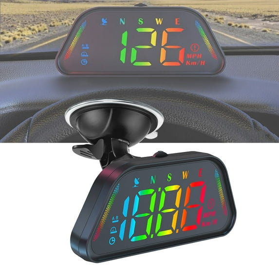 LC-dolida GPS Speedometer, Universal Car Head Up Display with 360° Adjustable Mount & LED Large Screen, Overspeed Alarm Compass & Auto Brightness, 7 RGB Modes & Real-Time MPH/KMH for All Vehicles