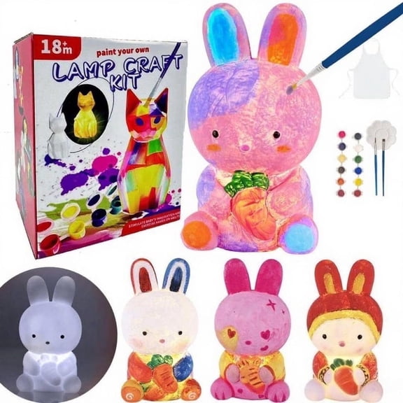 LC-dolida DIY Night Light Painting and Craft Kit, Bunny Lamp School Activities Art Supplies, for 4-13 Years Old Children's Birthday Gift