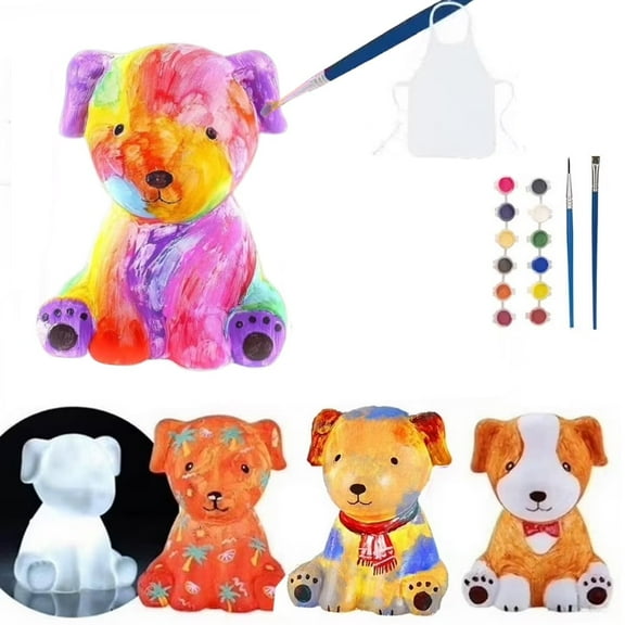 LC-dolida DIY Night Light Painting and Craft Kit, Dog Lamp School Activities Art Supplies, for 4-13 Years Old Children's Birthday Gift