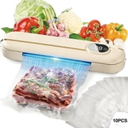 LC-dolida Multifunctional Vacuum Sealer, 60 kPa Food Vacuum Sealer Machine with LED Display & 10 Sealing Bags, 3 Sealing Modes One-click Operation Powerful Suction for Dry and Moist Food Beige