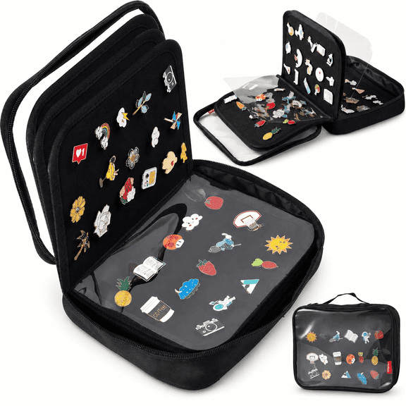 LC-dolida Pin Display Book, Small Collections or Travel Pin Trading Book, 6-Page Lapel Board for Sports Pins, Memorial Pins, Pin Display Case (Black)