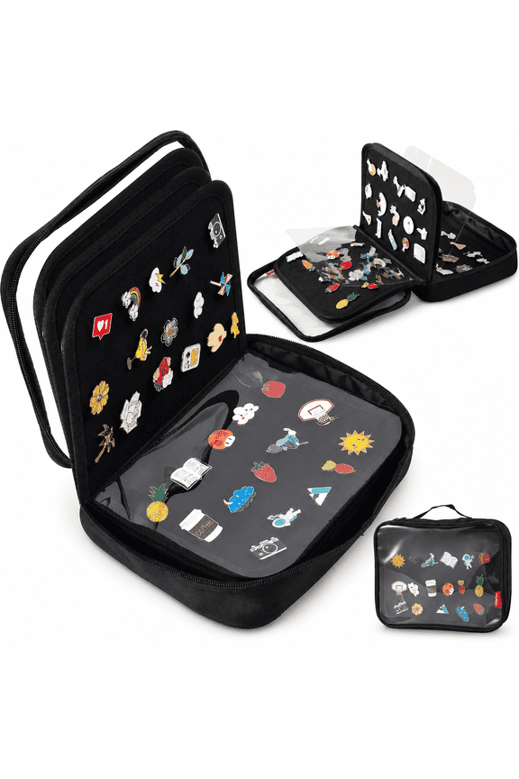 Pin Display Book, Small Collections or Travel Pin Trading Book, 6-Page Lapel Board for Sports Pins, Memorial Pins, Pin Display Case (Black)