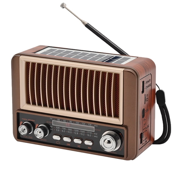 LC-dolida Portable AM FM SW Radio, Solar Retro Radio with Bluetooth 5.4, Solar and USB Charging, 3D Surround TF Card U Disk Playback Easy to Use for Home Seniors Outdoor Use, Rose Gold