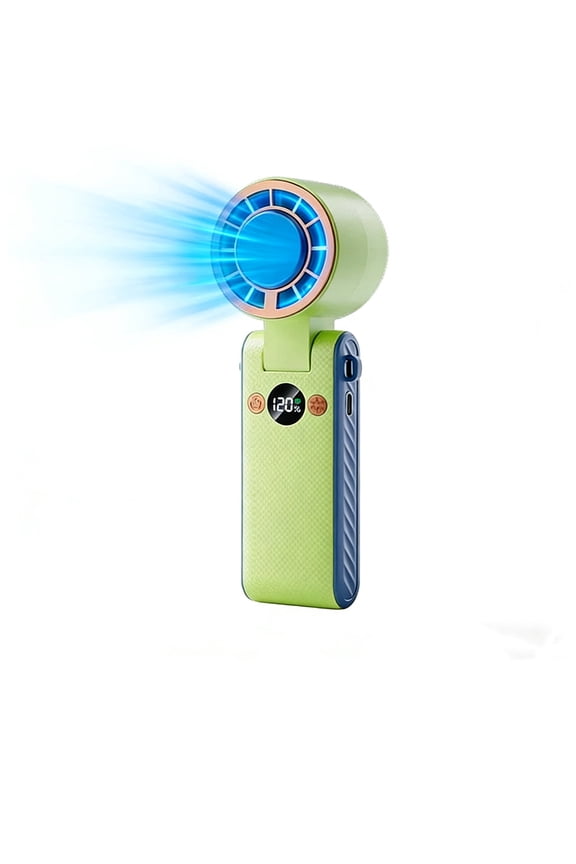 Portable Handheld Fan - Small Foldable Hand Desk Refrigeration Fan with LED Display, Adjustable Speed (1-120) 5000mAh Low Noise Gifts for Home Travel Outdoor Camping(Green)