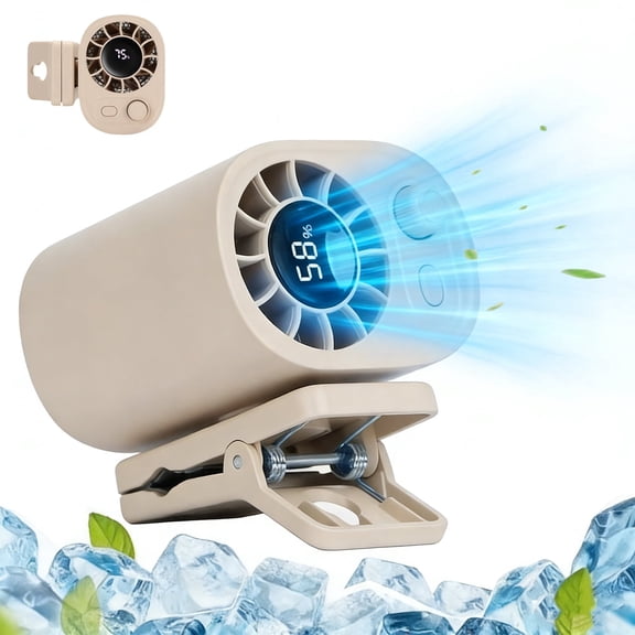 LC-dolida Portable Silent Clip On Fan, Car Fan with LED Display, 100 Speed Adjustable 360-degree Rotation Fast Charging, Compact and Lightweight for Travel, Gym, Work, Camping, Stroller, Bike (White)