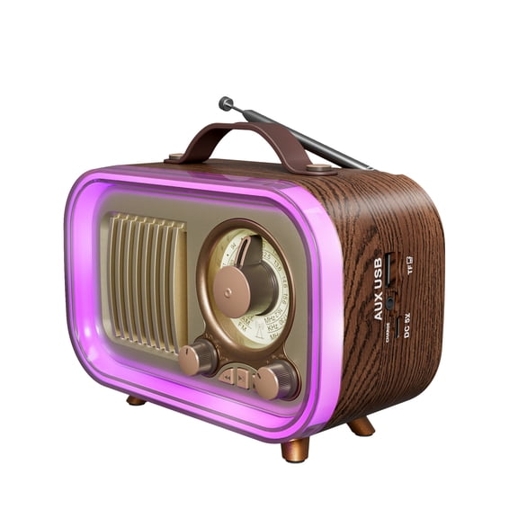 LC-dolida Retro Bluetooth Radio Speaker Wireless, Vintage Portable AM/FM/SW Radio with RGB Lights, Bluetooth 5.0 Speaker with TF Card Slot & AUX, Rechargeable Battery for Outdoor Travel