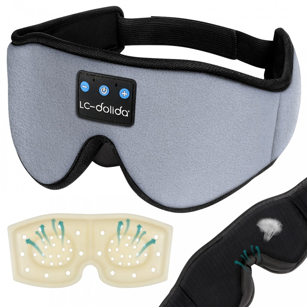 LCdolida Sleep Headphones 3D Bluetooth 5.2 Headband Sleep Mask