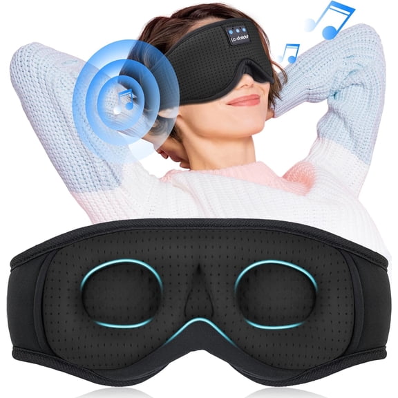 LC-dolida Sleep Mask with Bluetooth Headphones Bluetooth Sleep Mask Sleep Headphones,3D Eye Mask for Sleeping Mask Music Sleeping Headphones for Side Sleepers Meditation Gifts Gadgets for Men Women
