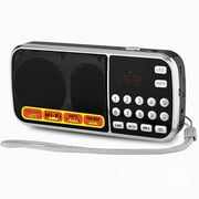LC-dolida Small Portable Radio AM FM, Battery Operated Radio with Tuning Light, Back Clip, Excellent Reception, AM FM Radios Portable with Excellent Reception and Sound QualityBlack