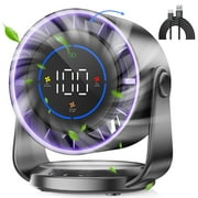 LC-dolida Table Fans, Ultra Quiet Desk Fan Wall-Mounted Fans, Digital Display Rechargeable USB Fan, 100 Speeds, Long Lasting Power, Portable Fan for Home Office Kitchen Travel Camping(Gray)