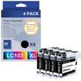 thumbnail image 1 of LC101 LC103 Ink Cartridge for Brother LC101 LC101XL LC-103 LC103 XL LC103XL LC101BK LC103BK High Yield DCP-J132W DCP-J152W DCP-J172W DCP-J4110DW DCP-J552DW DCP-J752DW (4 Black), 1 of 8
