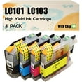 thumbnail image 1 of LC101 LC103 Ink Cartridges Compatibles for Brother MFC-J4310DW J4410DW J4510DW J4610DW J4710DW J6520DW Printers Combo Pack*1, 1 of 7