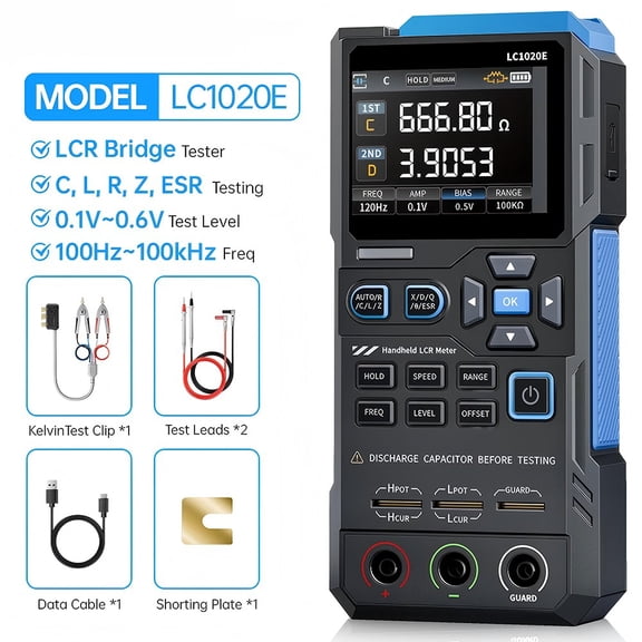 LC1020E Digital Bridge LCR ESR Tester for Resistance, Capacitance and Inductance