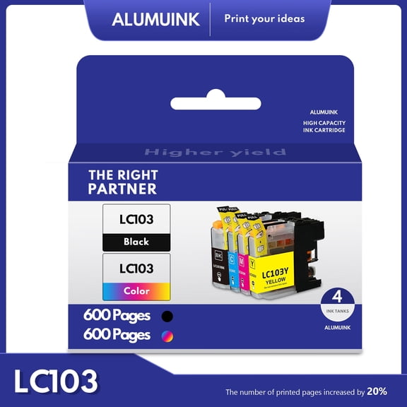 LC103 Ink Cartridges Compatible with Brother LC103 For Brother MFC-J870DW Printer (4Pack,1BK+1C+1M+1Y)