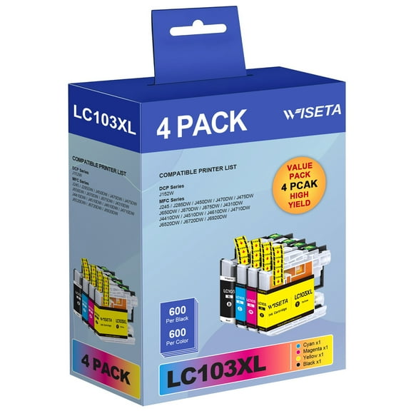 LC103 LC103XL Ink Cartridges Compatible for lc103 lc103xl Work with MFC-J870DW MFC-J6920DW MFC-J6520DW MFC-J475DW Printer ( 4 Pack)