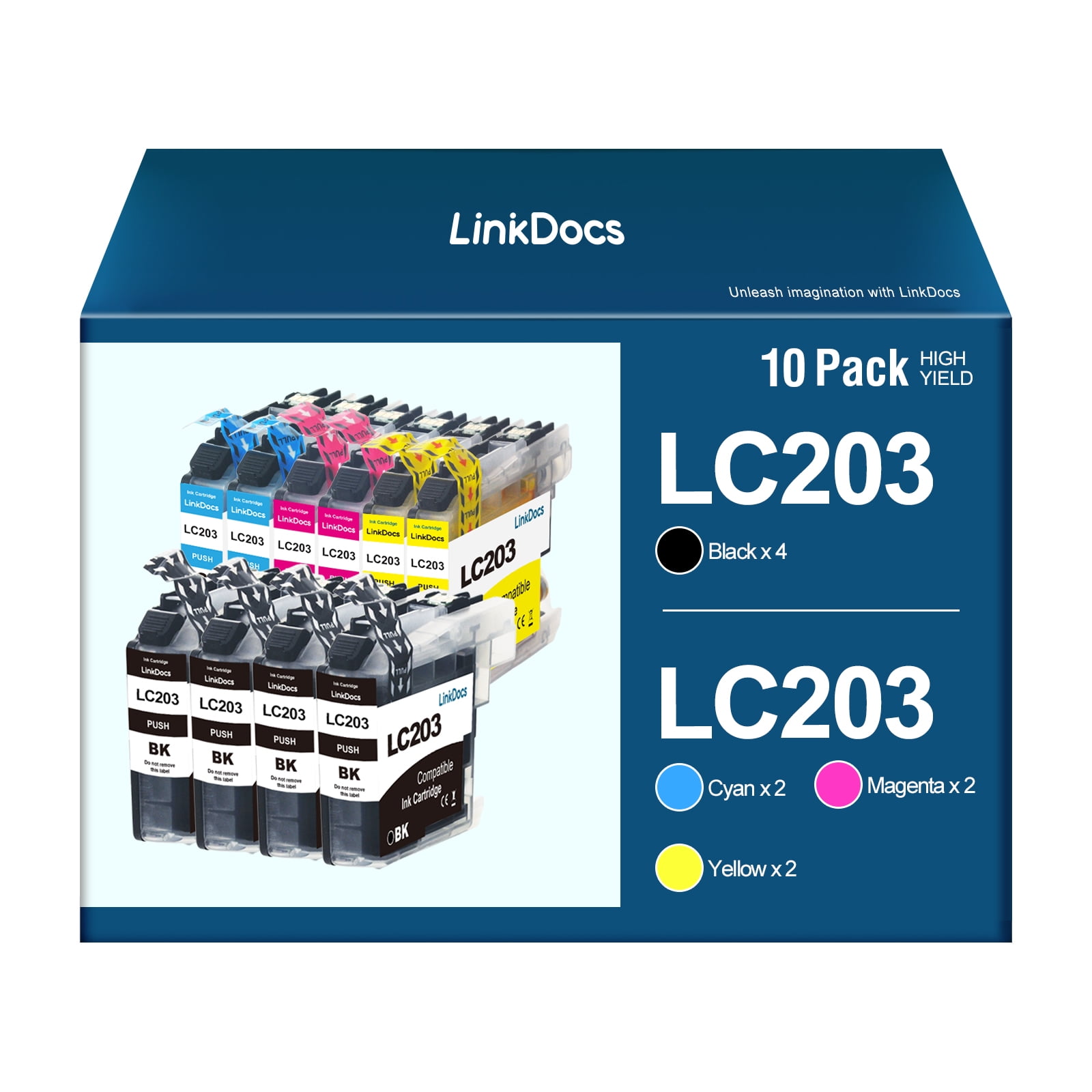 LC203 High Yield Ink Cartridges Replacements for Brother LC203 LC201