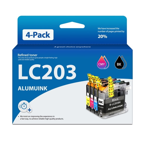 LC203 Ink Cartridge Compatible with Brother LC203 Ink Cartridge for Brother MFC-4320DW Printer (B/C/M/Y 4 Pack)
