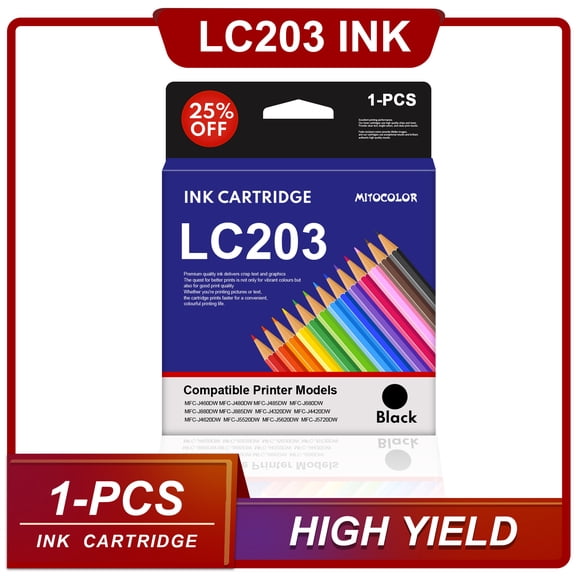 LC203 Ink Cartridge Replacement for Brother High Yield MFC-J880DW Printers (1-Black)