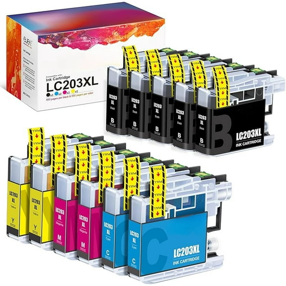 WE LC203XL LC201 Ink Cartridges Compatible for Brother LC203 Ink Cartridges LC203BK LC201XL Use for Brother MFC-J480DW MFC-J485DW MFC-J880DW MFC-J4420DW(11 Pack: 5 Black, 2 Cyan, 2 Magenta, 2 Yellow)